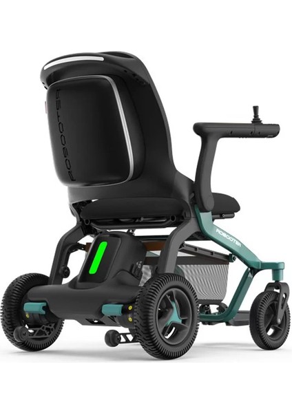 Robooter Akülü Tekerlekli Sandalye Yeşil | Hafif Alüminyum Gövde, Fırçasız Motor ve 25 Km Menzilli Ergonomik Sürüş Desteği E40-20