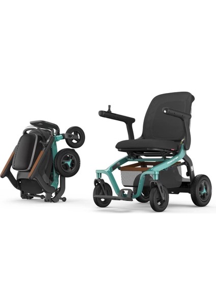 Robooter Akülü Tekerlekli Sandalye Yeşil | Hafif Alüminyum Gövde, Fırçasız Motor ve 25 Km Menzilli Ergonomik Sürüş Desteği E40-20