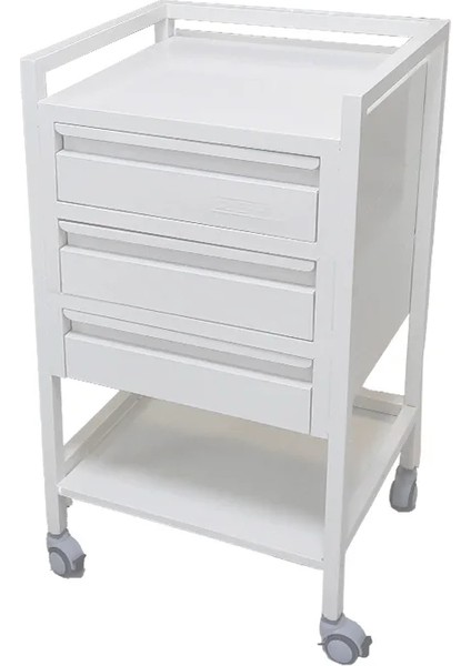 3 Çekmeceli Troyler Araba | Metal Gövde, Antibakteriyel Boyalı, Antistatik Tekerlekli E-232/F