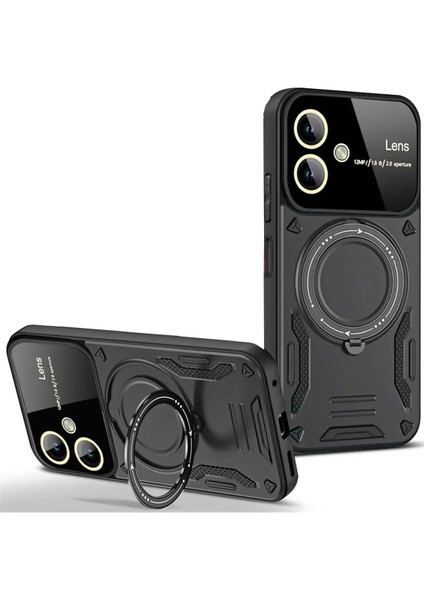 Samsung Galaxy A06 Kılıf Joy Lens Standlı Kapak - SIYAH-(5796)