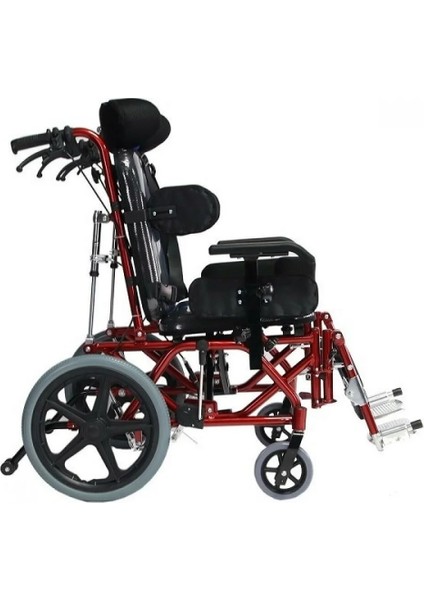 Poylin Spastik Yetişkin Tekerlekli Sandalye | Tam Yatarlı, Tilt Özellikli, Baş ve Yan Destekli P958Y modelleri