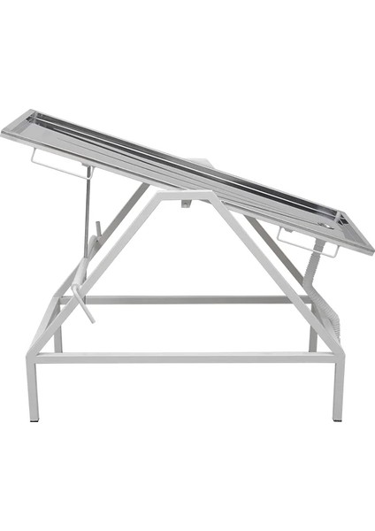 Veteriner Masası | Iki Yöne Eğim Ayarlı, Atık Giderli, Sabit Ayaklı Paslanmaz Tabla E-279