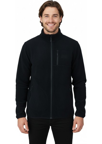 Erkek Kışlık Polar Sweatshirt Hırka Önü ve Cepleri Fermuarlı Hakim Yaka Tamkalıp Antipilling