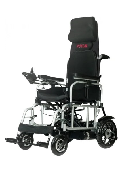 Poylin P200 Katlanabilir Akülü Tekerlekli Sandalye | Sırt Yatar ve Ayak Kalkar Özellikli, Çelik Gövde, 150 kg Taşıma Kapasiteli
