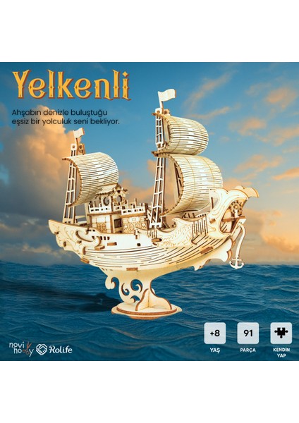 Minyatür Yelkenli | Ahşap Japon Gemi Maketi | 3D Puzzle