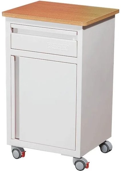 Hasta Başı Komodini | Antibakteriyel Boyalı Gövde, Ahşap Üst Tabla, Abs Tekerlekli E-270