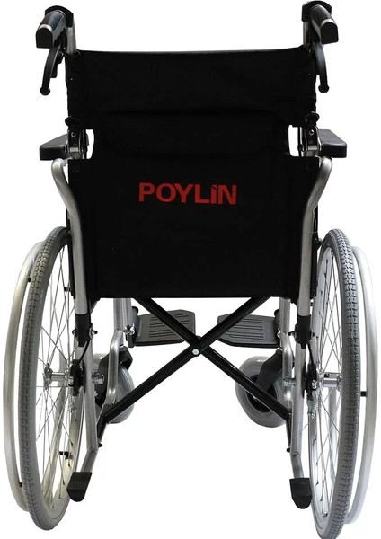 Poylin Refakatçi Frenli Manuel Tekerlekli Sandalye | Katlanabilir Çelik Şase, 45 cm Oturma Genişliği, Antibakteriyel Döşemeli P120 fırsatları