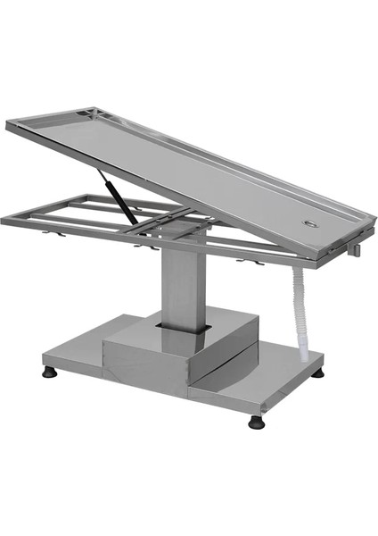 Veteriner Operasyon Masası | 304 Paslanmaz Çelik, Sütun Motorlu, Sedye Dönüşümlü Tabla E-278