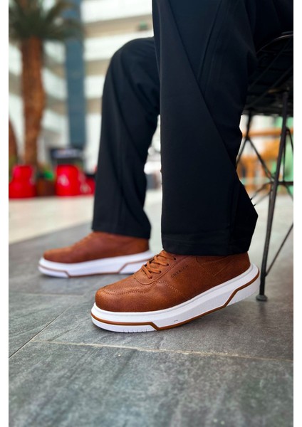 Signature Premium Bağcıklı Erkek Sneaker Taba