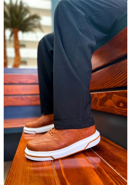 Signature Premium Bağcıklı Erkek Sneaker Taba modelleri