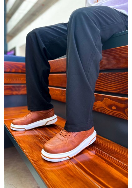 Signature Premium Bağcıklı Erkek Sneaker Taba fırsatları