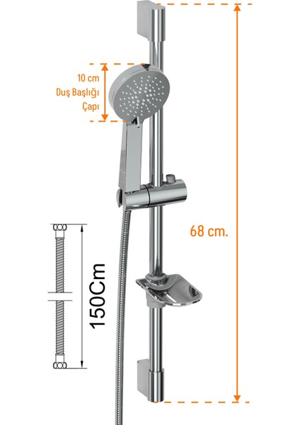 Smile 2.0 Sürgülü Duş Seti – 3 Fonksiyonlu, Krom, Sabunluk Dahil fırsatları