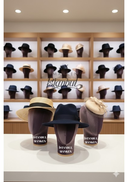 Bayan Kumaş Kaplı Polyester Kafa Mankeni Aksesuar Mankeni Şapka Mankeni Peruk Mankeni modelleri