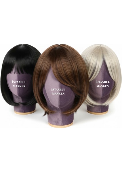 Bayan Kumaş Kaplı Polyester Kafa Mankeni Aksesuar Mankeni Şapka Mankeni Peruk Mankeni indirimleri