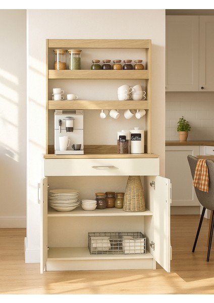 Samos 2 Kapaklı Çok Amaçlı Dolap 1 Çekmeceli Mutfak Dolabı Kahve Köşesi Kumtaşı - Rota fiyatları