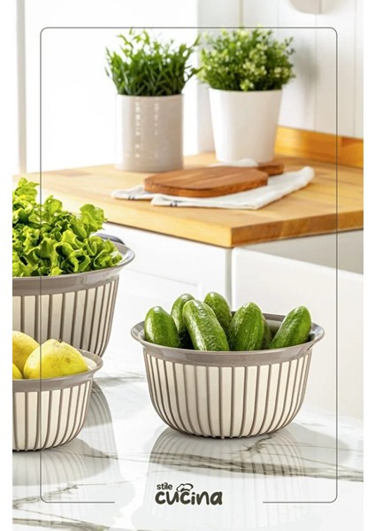 3'lü Ekonomik Linea Yuvarlak Kase Seti Yeşil 3x (1 Litre- 2 Litre- 3 Litre) modelleri