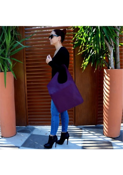Asimetrik Model Mor Hakiki Deri El Portföy Clutch fiyatları
