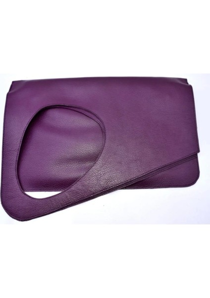 Asimetrik Model Mor Hakiki Deri El Portföy Clutch indirimleri