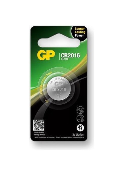 CR2016-U1 3V Lityum Düğme Pil Tekli Paket