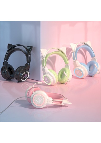 Popüler Kedi Kulaklı Oyun Kulaklığı Öğrenci Bilgisayar Kulaklığı Başa Takılan Kablolu Oyun Kulaklığı (Yurt Dışından) fiyatları