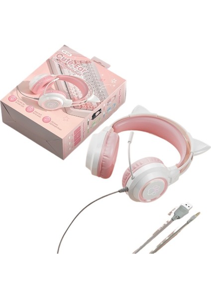 Popüler Kedi Kulaklı Oyun Kulaklığı Öğrenci Bilgisayar Kulaklığı Başa Takılan Kablolu Oyun Kulaklığı (Yurt Dışından)