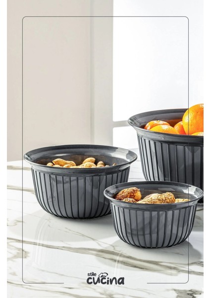 3'lü Ekonomik Linea Yuvarlak Kase Seti Yeşil 3x (1 Litre- 2 Litre- 3 Litre) fiyatları