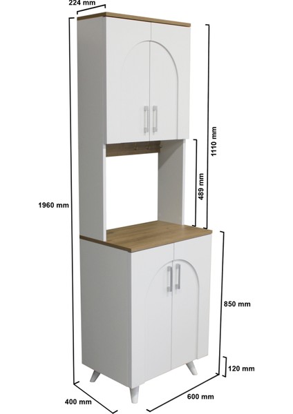 Kalira 2 Kapaklı Mutfak Dolabı Beyaz - Sepet