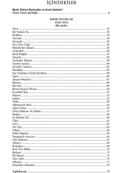 Kırık Satırlar - 1929 - 1931 / Ilk Şiirler - Bedri Rahmi Eyüboğlu - Ötüken Neşriyat fırsatları