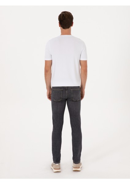 Erkek Antrasit Slim Fit Pamuk Karışımlı Jean Pantolon 50313997-VR006 fırsatları