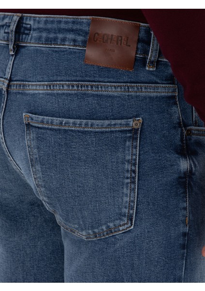 Erkek Açık Mavi Slim Fit Pamuk Karışımlı Jean Pantolon 50313998-VR036