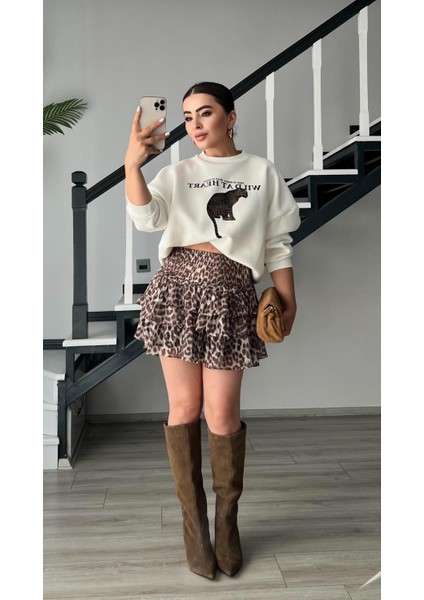 Leopar Desen Bel Gipeli Mini Etek fiyatları