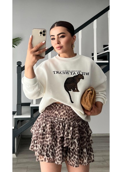 Leopar Desen Bel Gipeli Mini Etek modelleri