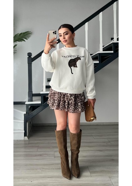 Leopar Desen Bel Gipeli Mini Etek indirimleri