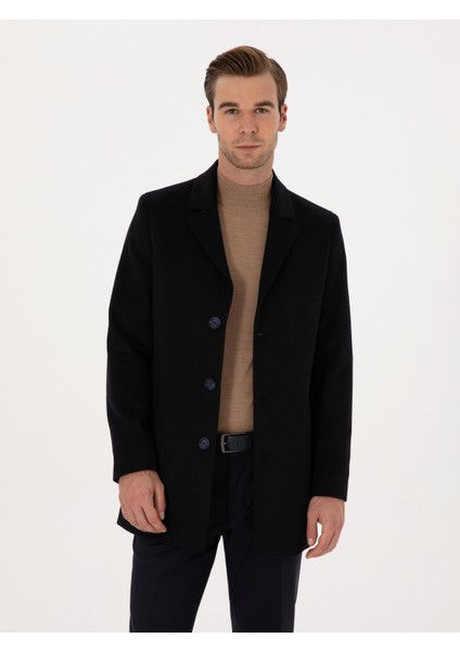 Erkek Lacivert Ex Slim Fit Yün Karışımlı Palto 50314593-VR033