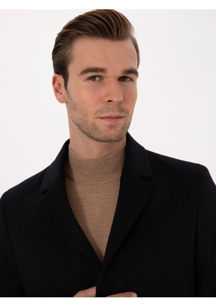 Erkek Lacivert Ex Slim Fit Yün Karışımlı Palto 50314593-VR033 fiyatları