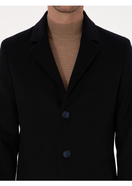 Erkek Lacivert Ex Slim Fit Yün Karışımlı Palto 50314593-VR033