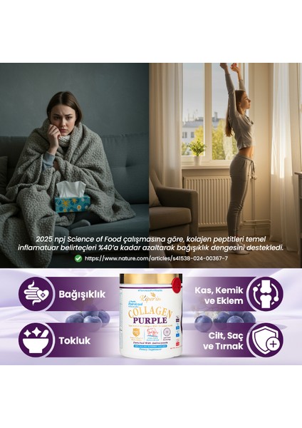 %100 Saf ve Doğal Mor & Çoklu Kolajen Peptitleri içeren Lipozomal Teknoloji Diyet Takviyesi (576 gr) fırsatları