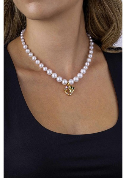 kalp Yonca Figürlü Altın Kaplama Inci Taneli Kadın Çelik Kolye modelleri