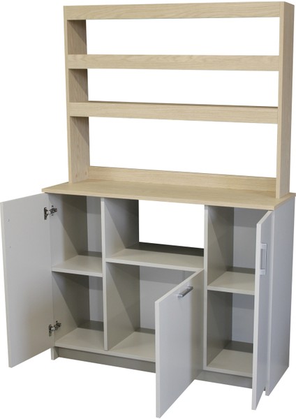 Samos 3 Kapaklı Mutfak Dolabı Mikrodalga Fırın Alanlı Çok Amaçlı Dolap Kahve Köşesi Kumtaşı - Rota