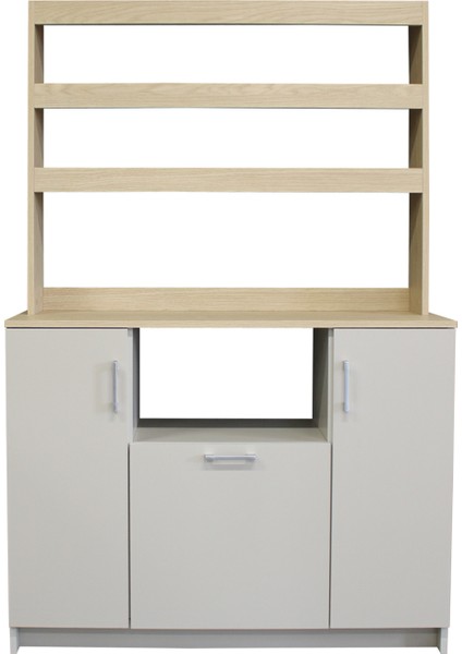 Samos 3 Kapaklı Mutfak Dolabı Mikrodalga Fırın Alanlı Çok Amaçlı Dolap Kahve Köşesi Kumtaşı - Rota