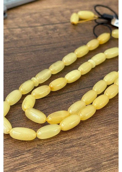 Uzun Arpa Gümüş Mine Püsküllü Boy Kaya Damla Kehribar Tesbih