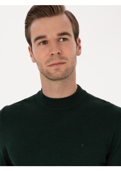 Erkek Zümrüt Slim Fit Yün Karışımlı Çeyrek Balıkçı Yaka Basic Triko Kazak 50315295-VR055 fiyatları