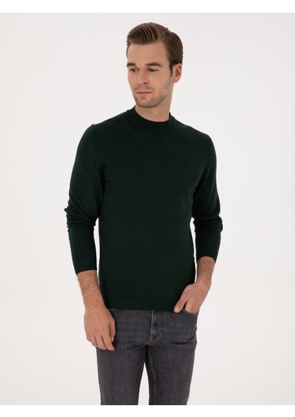 Erkek Zümrüt Slim Fit Yün Karışımlı Çeyrek Balıkçı Yaka Basic Triko Kazak 50315295-VR055 modelleri