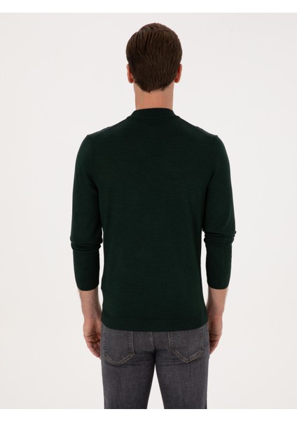 Erkek Zümrüt Slim Fit Yün Karışımlı Çeyrek Balıkçı Yaka Basic Triko Kazak 50315295-VR055 indirimleri