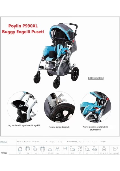 Poylin Engelli Bebek Puseti | Çift Yönlü Oturma Ünitesi, Ayarlanabilir Destekli P990XL fırsatları