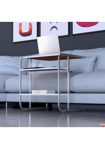 C Yan Sehpa Geniş Boy Tekerlekli Çalışma, Atıştırmalık, Yemek, Laptop Sehpası Abanoz fiyatları