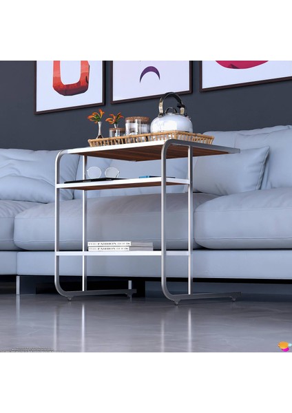 C Yan Sehpa Geniş Boy Tekerlekli Çalışma, Atıştırmalık, Yemek, Laptop Sehpası Abanoz modelleri