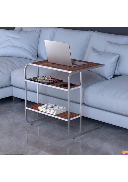 C Yan Sehpa Geniş Boy Tekerlekli Çalışma, Atıştırmalık, Yemek, Laptop Sehpası Abanoz indirimleri