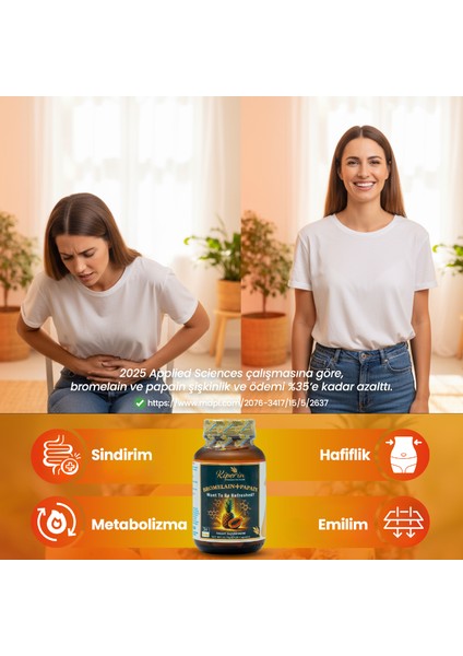 Bromelain(2500 GDU) & Papain - Doğal Proteolitik Enzim (30Kapsül & 700Mg) fiyatları
