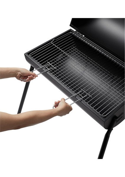 Kapaklı Kömürlü Mangal Barbekü Krom Kaplama Izgara 77x84x26 cm fırsatları